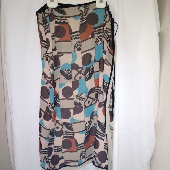 Colorful Wrap Slates Silk Skirt - Picture 2 of 2